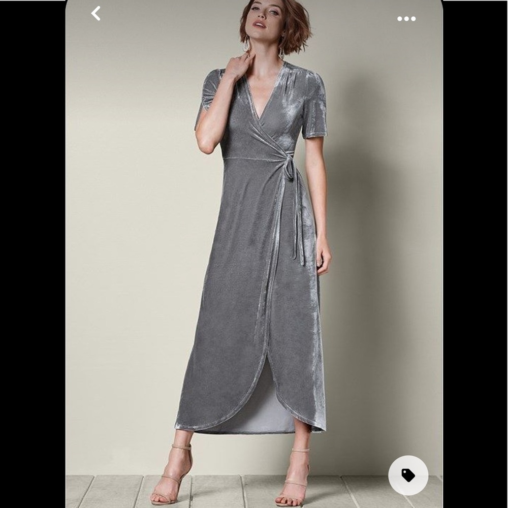 Venus NWT Gray Velvet Wrap Dress size M